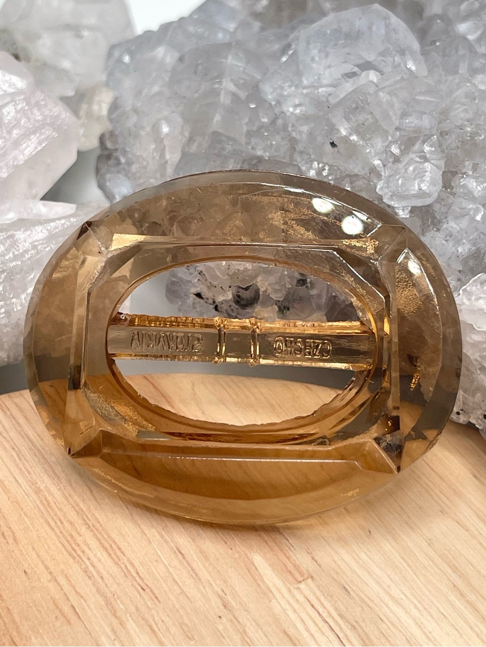 🌑Vintage Estate Art Deco Czechoslovakia Czech Crystal Belt Buckle Scarf Slide🌑